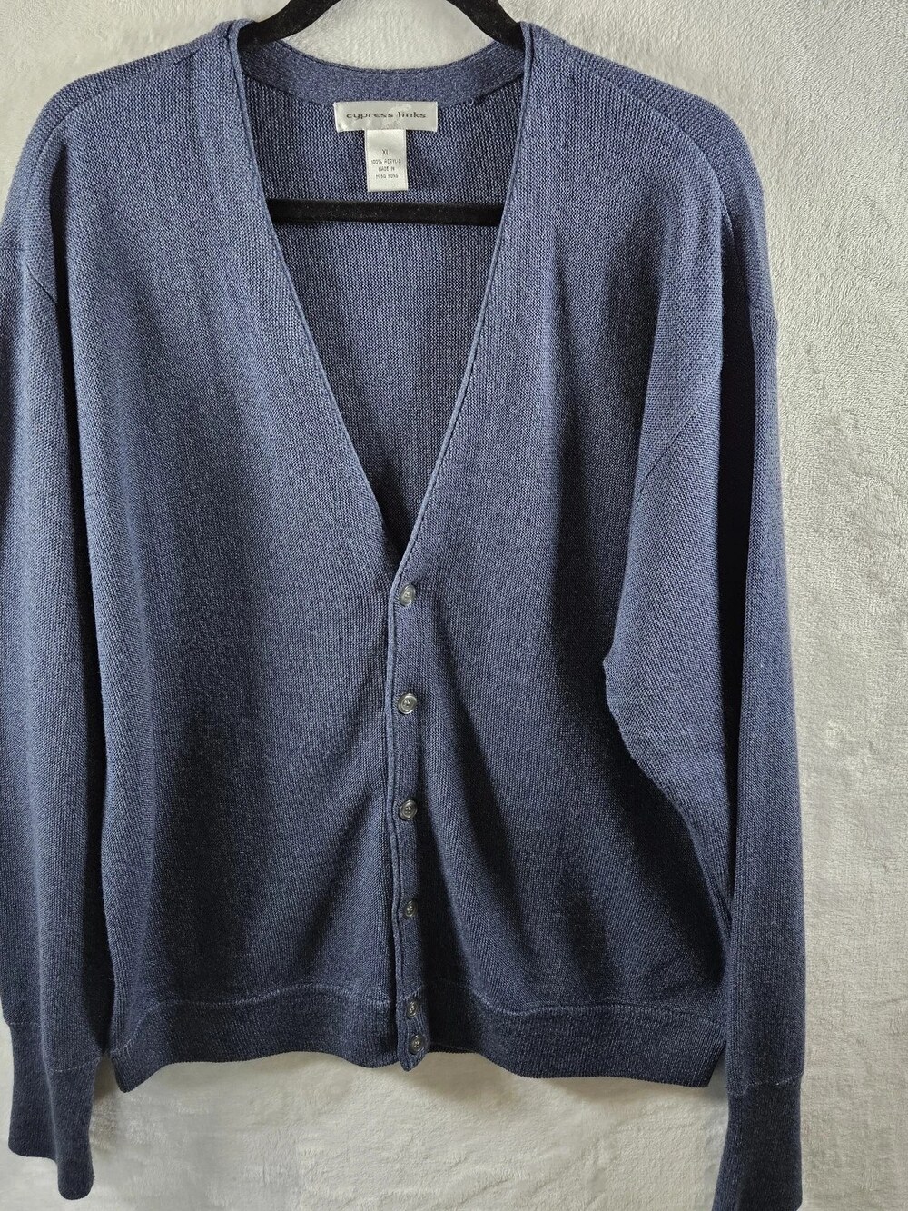 Cypress V-Neck Cardigan Sweater 100% Acrylic Blue Mens Large Grndpacore